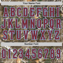 Charger l'image dans la galerie, Custom Camo Burgundy-Light Blue Woodland Forest Camouflage Authentic Salute To Service Baseball Jersey
