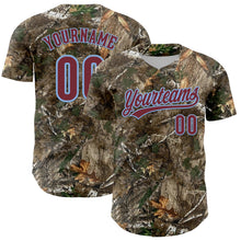 Charger l'image dans la galerie, Custom Camo Burgundy-Light Blue Woodland Forest Camouflage Authentic Salute To Service Baseball Jersey