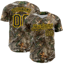 Load image into Gallery viewer, Custom Camo Black-Yellow Woodland Forest Camouflage Authentic Salute To Service Baseball Jersey