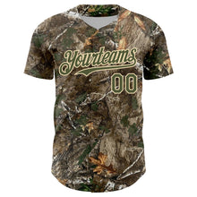 Load image into Gallery viewer, Custom Camo Olive-Cream Woodland Forest Camouflage Authentic Salute To Service Baseball Jersey