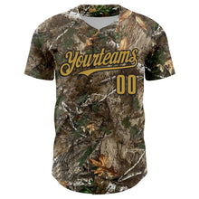 Charger l'image dans la galerie, Custom Camo Old Gold-Black Woodland Forest Camouflage Authentic Salute To Service Baseball Jersey