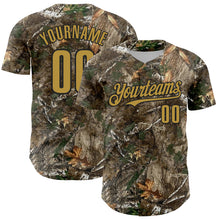 Charger l'image dans la galerie, Custom Camo Old Gold-Black Woodland Forest Camouflage Authentic Salute To Service Baseball Jersey