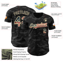Charger l'image dans la galerie, Custom Camo Vintage USA Flag Black-Cream Dark Camouflage Tactical Style Authentic Salute To Service Baseball Jersey