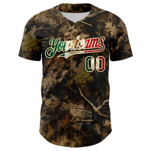 Загрузить изображение в средство просмотра галереи, Custom Camo Vintage Mexican Flag Cream-Red Woodland Forest Tactical Camouflage Outdoor Leaf Authentic Baseball Jersey
