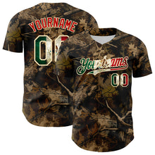 Загрузить изображение в средство просмотра галереи, Custom Camo Vintage Mexican Flag Cream-Red Woodland Forest Tactical Camouflage Outdoor Leaf Authentic Baseball Jersey