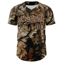 Charger l'image dans la galerie, Custom Camo Brown-Cream Woodland Forest Tactical Camouflage Outdoor Leaf Authentic Baseball Jersey