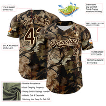 Charger l'image dans la galerie, Custom Camo Brown-Cream Woodland Forest Tactical Camouflage Outdoor Leaf Authentic Baseball Jersey
