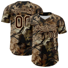 Charger l'image dans la galerie, Custom Camo Brown-Cream Woodland Forest Tactical Camouflage Outdoor Leaf Authentic Baseball Jersey