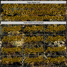 Charger l'image dans la galerie, Custom Camo Black-Gold Woodland Forest Tactical Camouflage Outdoor Leaf Authentic Baseball Jersey