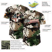 Load image into Gallery viewer, Custom Camo Vintage USA Flag Cream-Brown Woodland Forest Tactical Camouflage Outdoor Leaf Authentic Baseball Jersey