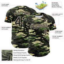 Load image into Gallery viewer, Custom Camo Black-Cream Woodland Forest Tactical Camouflage Outdoor Leaf Authentic Baseball Jersey