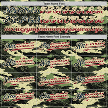 Laden Sie das Bild in den Galerie-Viewer, Custom Camo Vintage USA Flag Cream-Black Woodland Forest Tactical Camouflage Outdoor Leaf Authentic Baseball Jersey