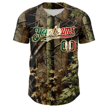 Загрузить изображение в средство просмотра галереи, Custom Camo Vintage Mexican Flag Cream-Red Woodland Forest Tactical Camouflage Outdoor Leaf Authentic Baseball Jersey