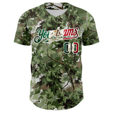 Загрузить изображение в средство просмотра галереи, Custom Camo Vintage Mexican Flag White-Olive Woodland Forest Tactical Camouflage Outdoor Leaf Authentic Baseball Jersey