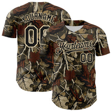 Load image into Gallery viewer, Custom Camo Black-Cream Woodland Forest Tactical Camouflage Outdoor Leaf Authentic Baseball Jersey