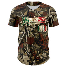 Charger l'image dans la galerie, Custom Camo Vintage Mexican Flag Cream-Red Woodland Forest Tactical Camouflage Outdoor Leaf Authentic Baseball Jersey