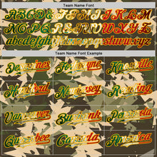 Загрузить изображение в средство просмотра галереи, Custom Camo Vintage Mexican Flag Cream Gold-Olive Woodland Geometric Camouflage Authentic Baseball Jersey