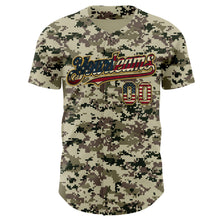 Load image into Gallery viewer, Custom Camo Vintage USA Flag Black-Old Gold Digital Camouflage Authentic Baseball Jersey