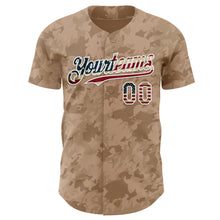 Загрузить изображение в средство просмотра галереи, Custom Camo Vintage USA Flag-White Geometric Camouflage Authentic Baseball Jersey
