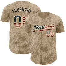 Charger l'image dans la galerie, Custom Camo Vintage USA Flag Cream-Black Geometric Camouflage Authentic Baseball Jersey