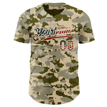 Загрузить изображение в средство просмотра галереи, Custom Camo Vintage USA Flag Cream-Black Digital Camouflage Authentic Baseball Jersey