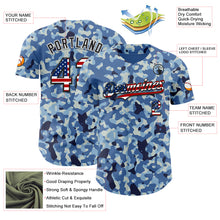 Load image into Gallery viewer, Custom Camo USA Flag Black-White Blue Ocean Camouflage Authentic Baseball Jersey