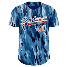 Загрузить изображение в средство просмотра галереи, Custom Camo USA Flag City Cream-Black Blue Ocean Camouflage Authentic Baseball Jersey