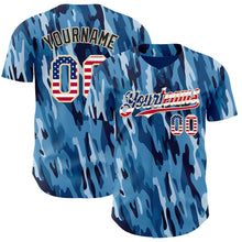 Загрузить изображение в средство просмотра галереи, Custom Camo USA Flag City Cream-Black Blue Ocean Camouflage Authentic Baseball Jersey