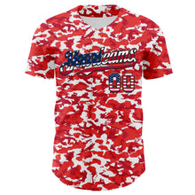 Load image into Gallery viewer, Custom Camo USA Flag Black-White Red Camouflage Authentic Baseball Jersey