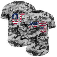 Load image into Gallery viewer, Custom Camo USA Flag Black-White Digital Camouflage Authentic Baseball Jersey