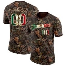 Загрузить изображение в средство просмотра галереи, Custom Camo Vintage Mexican Flag Cream-Brown Woodland Camouflage Salute To Service Performance T-Shirt