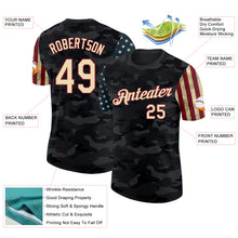 Load image into Gallery viewer, Custom Camo Cream Crimson-Black Two Tone USA Flag Sleeves Stars and Stripes Salute To Service Performance T-Shirt