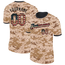 Load image into Gallery viewer, Custom Camo Vintage USA Flag-Black Salute To Service Performance T-Shirt