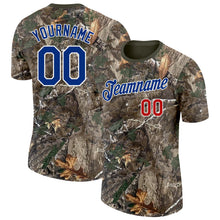 Load image into Gallery viewer, Custom Camo Royal Red White-Olive Woodland Camouflage Salute To Service Performance T-Shirt