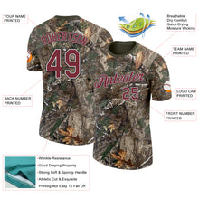 Загрузить изображение в средство просмотра галереи, Custom Camo Burgundy White Black-Olive Woodland Camouflage Salute To Service Performance T-Shirt