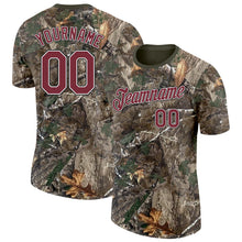 Загрузить изображение в средство просмотра галереи, Custom Camo Burgundy White Black-Olive Woodland Camouflage Salute To Service Performance T-Shirt