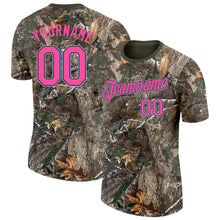 Load image into Gallery viewer, Custom Camo Pink Black Light Blue-Olive Woodland Camouflage Salute To Service Performance T-Shirt