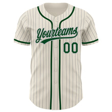 Загрузить изображение в средство просмотра галереи, Custom Cream Gray Pinstripe Green Authentic Baseball Jersey