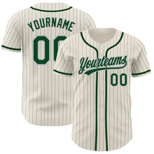 Загрузить изображение в средство просмотра галереи, Custom Cream Gray Pinstripe Green Authentic Baseball Jersey