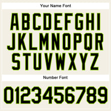 Load image into Gallery viewer, Custom Cream Black Pinstripe Neon Green Authentic Baseball Jersey