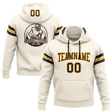 Laden Sie das Bild in den Galerie-Viewer, Custom Stitched Cream Brown-Gold Football Pullover Sweatshirt Hoodie