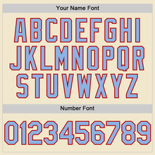 Load image into Gallery viewer, Custom Cream Light Blue-Red Mesh Authentic Throwback Baseball Jersey