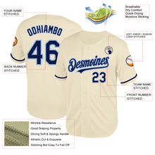 Load image into Gallery viewer, Custom Cream Navy-Light Blue Mesh Authentic Throwback Baseball Jersey
