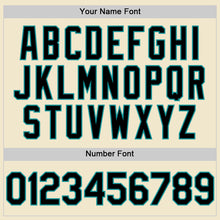 Load image into Gallery viewer, Custom Cream Black-Teal Mesh Authentic Throwback Baseball Jersey