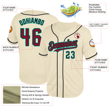 Load image into Gallery viewer, Custom Cream Crimson Black-Aqua Mesh Authentic Throwback Baseball Jersey