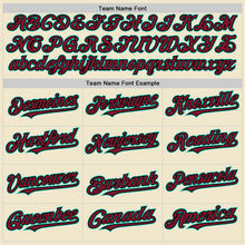 Load image into Gallery viewer, Custom Cream Crimson Black-Aqua Mesh Authentic Throwback Baseball Jersey