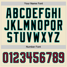 Load image into Gallery viewer, Custom Cream Crimson Black-Aqua Mesh Authentic Throwback Baseball Jersey