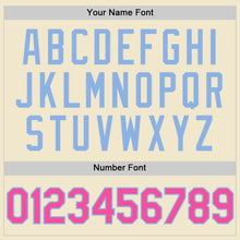 Load image into Gallery viewer, Custom Cream Pink-Light Blue Mesh Authentic Throwback Baseball Jersey