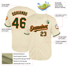 Load image into Gallery viewer, Custom Cream Green-Orange Mesh Authentic Throwback Baseball Jersey