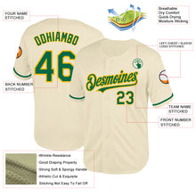 Загрузить изображение в средство просмотра галереи, Custom Cream Kelly Green-Gold Mesh Authentic Throwback Baseball Jersey